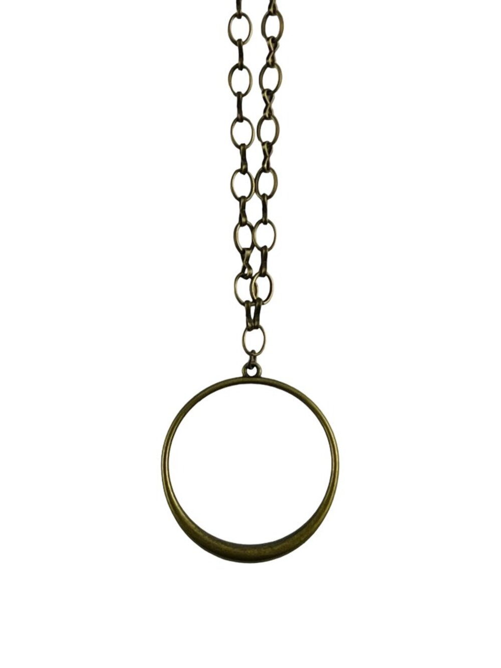 Minimalist Open Circle Pendant Necklace — Antiqued Bronze